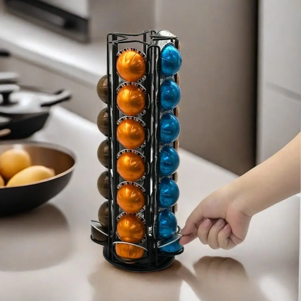 

Coffee Pods Storage Holder Holds 35 Vertuoline Capsules 360 Degree Rotation Coffee Pods Storage Rack Home Use Metal Dispenser