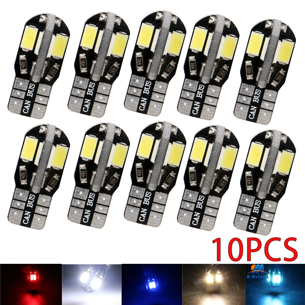 

10PCS T10 Canbus W5W T10 LED CANBUS No Error 5W5 12V 5W 600Lm Super Bright Car Interior Side Light 194 3030 SMD Auto Bulb