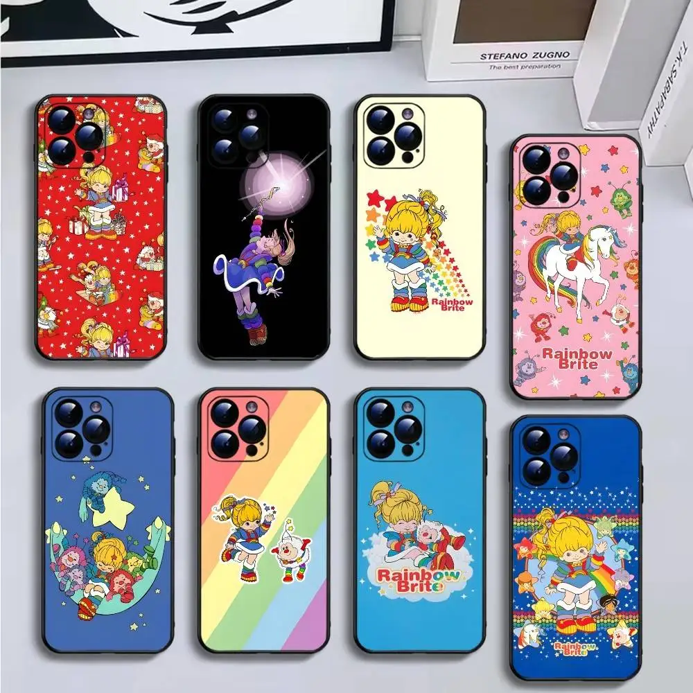 

Cartoon R-Rainbow Brite Phone Case For iPhone17,16,15,14,13,12,11 Plus,Pro Max,Soft Black Cover