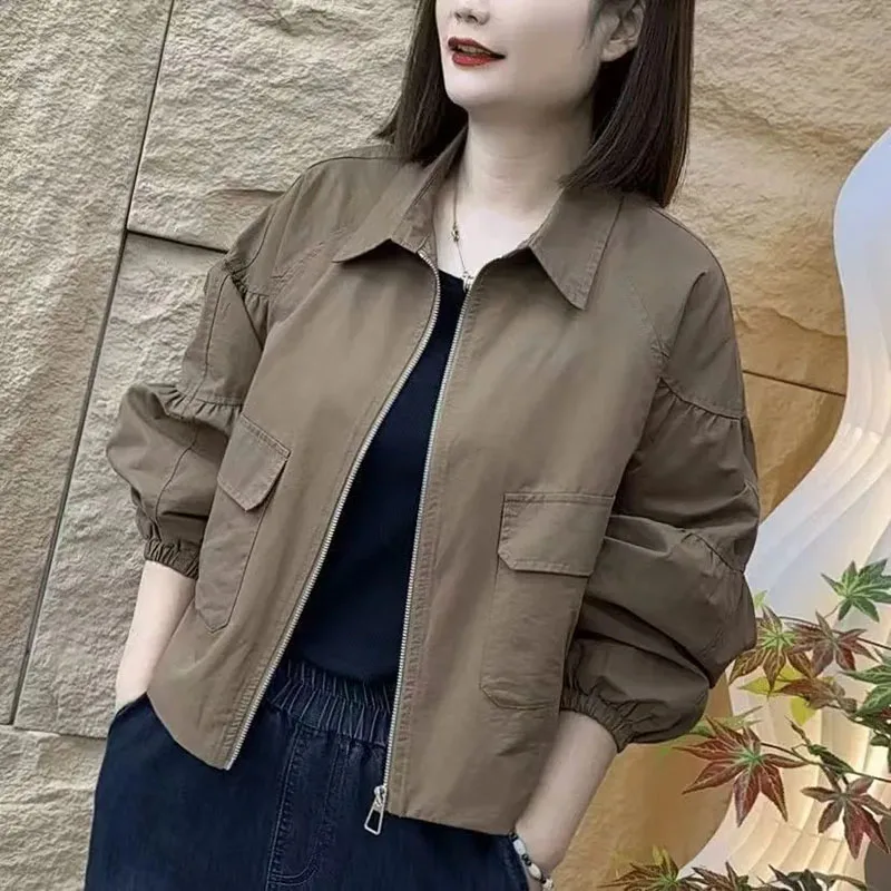 

Весенне-осенняя новая модная свободная тонкая повседневная короткая куртка, пальто, женская корейская ветровка с длинными рукавами, женская верхняя одежда, топы