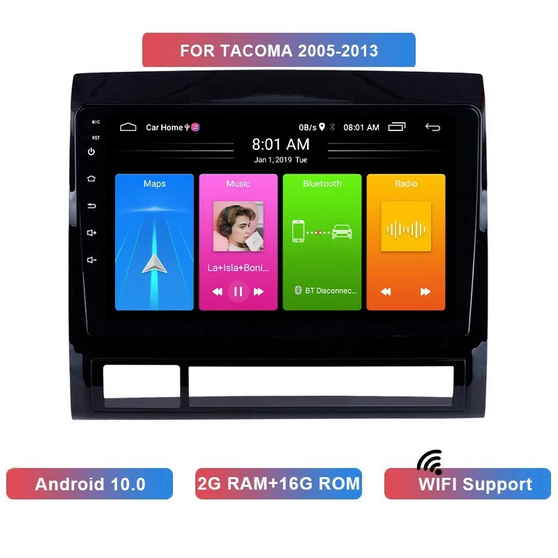 

2 Din Android 10.0 Car MP5 Stereo Radio 2+16GB Wifi Bluetooth GPS Navigation For Toyota Tacoma 2005-2013