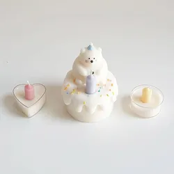 Molde de silicone de urso fofo, mini vela, bolo de aniversário, faça você mesmo, chocolate, fondant, gelatina, biscoito, festa, bolo, presente, decoração