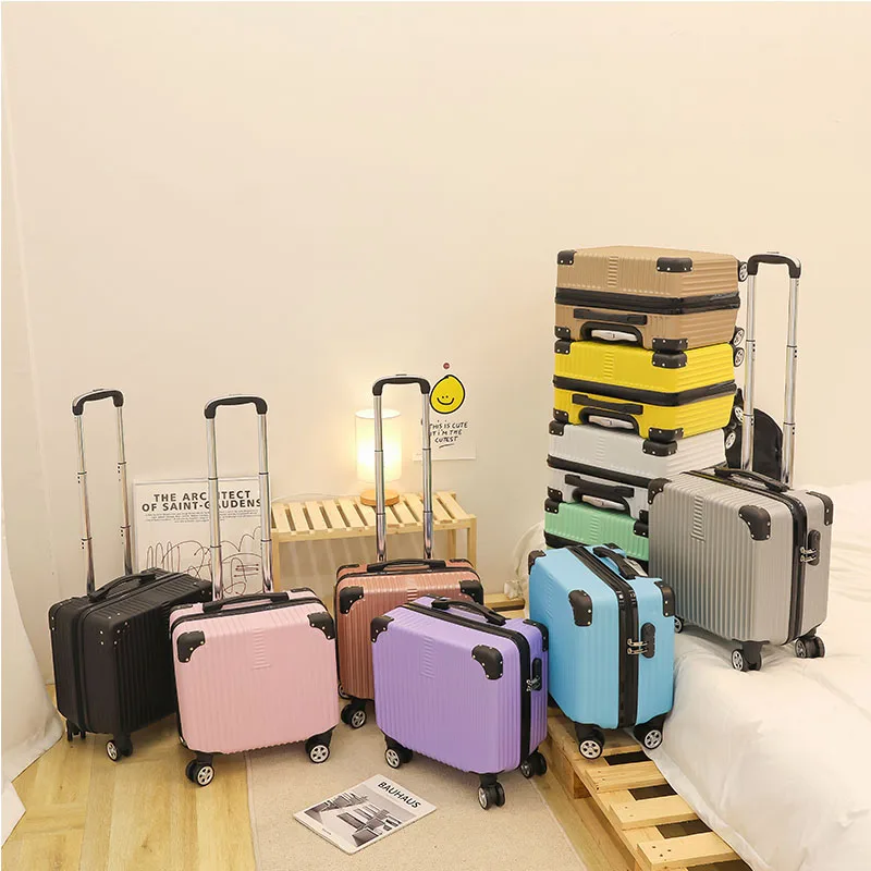

Легкий дорожный чемодан с небольшим паролем, 18-дюймовая ручная кладь с универсальным колесом, милая кожаная сумка унисекс для дорожного чемодана