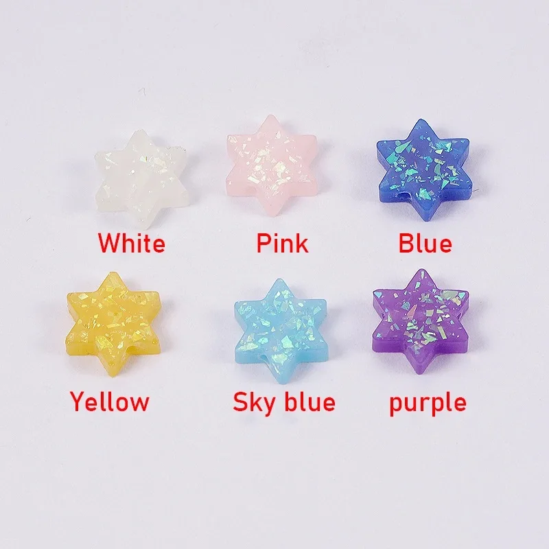 

50pcs/Lot Star Opal Fire Opal Hexagon Bead Charms For DIY Jewelry Making Necklace Bracelets Earring