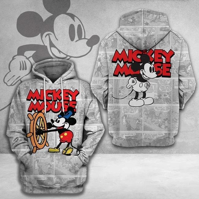 

2024 Disney Mickey Unifinz DN 3D Men and Women Hoodie Old Version Comic White Hoodie