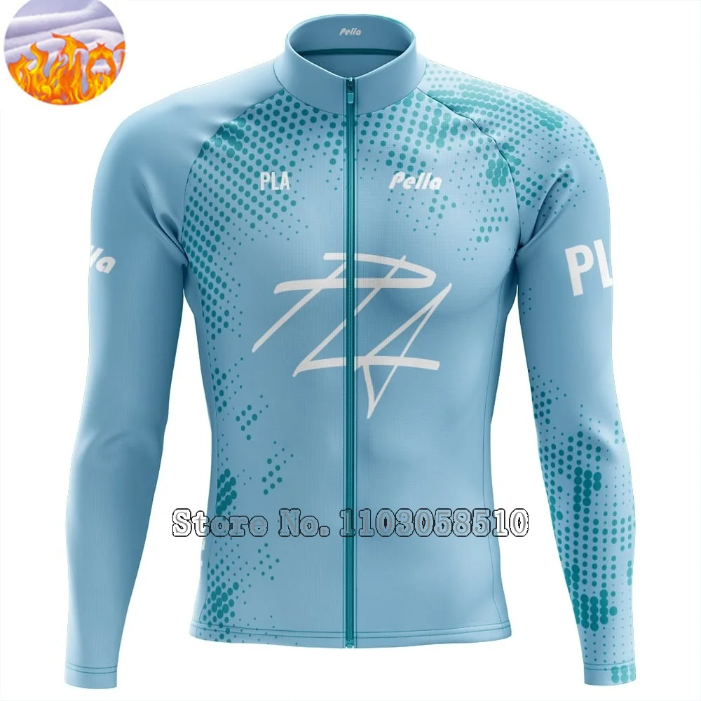 Image of Pella Winter Thermo-Fleece Radtrikot für Herren MTB Fahrradbekleidung Langarm Warmes Rennrad-Oberteil Outdoor-Radtrikot 2026