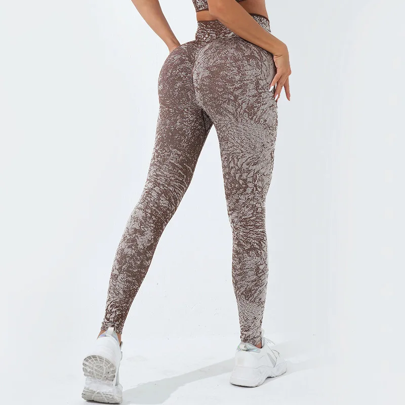 Mulheres cintura alta leggings apertados leopardo padrão pêssego hip calças de fitness outwear esportes push up yoga leggings