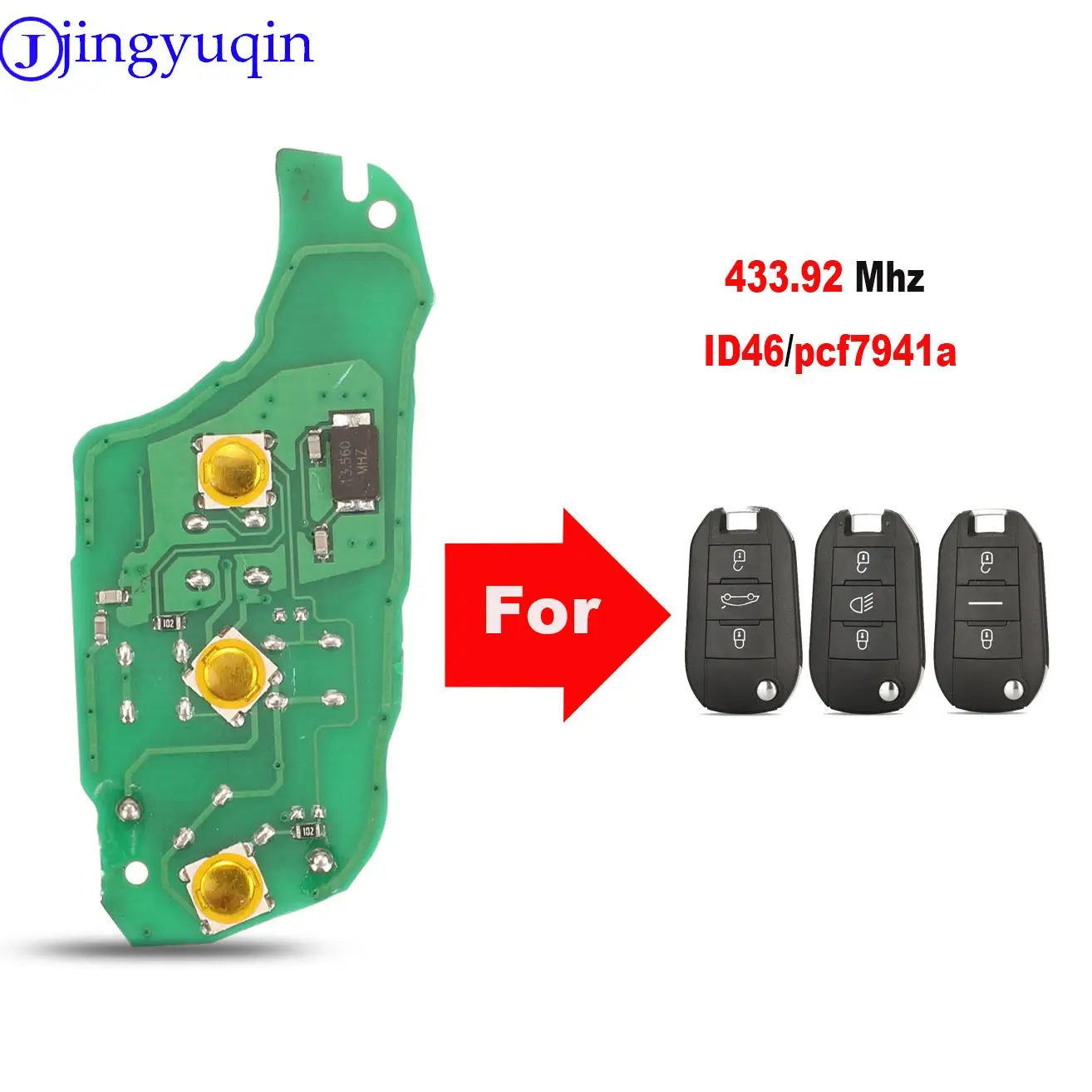 

jingyuqin Car Remote Key 434Mhz For Citroen C4L New Elysee For Peugeot 508 3008 2008 301 434MHz ID46 Auto Keyless