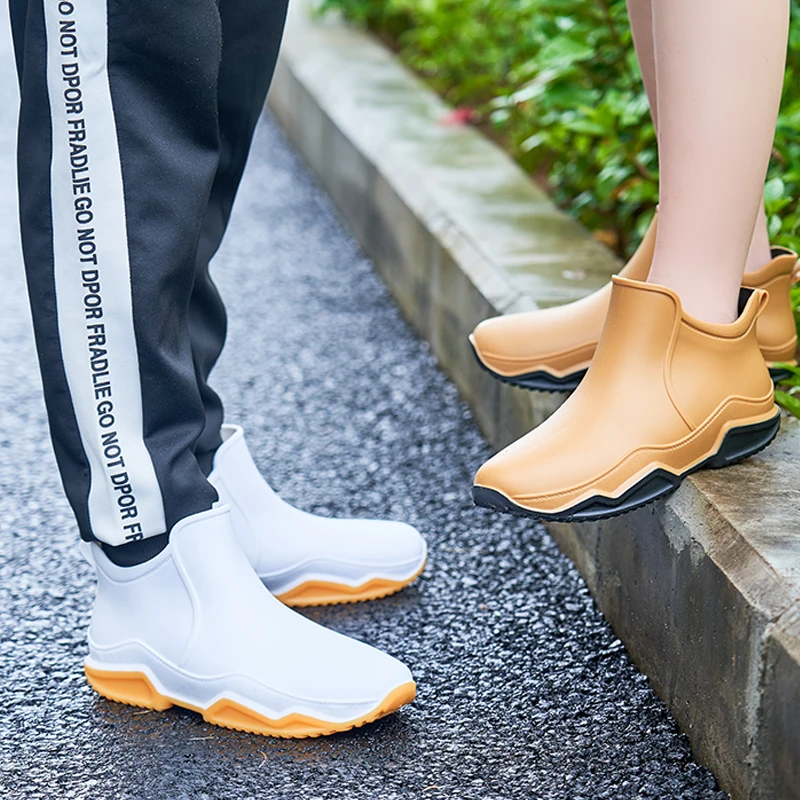 New Couple Outdoor Women Rain Boots Casual Sneakers Non-Slip Waterproof City Walk Water Boots Men Rain Free Shipping Lady Shoes