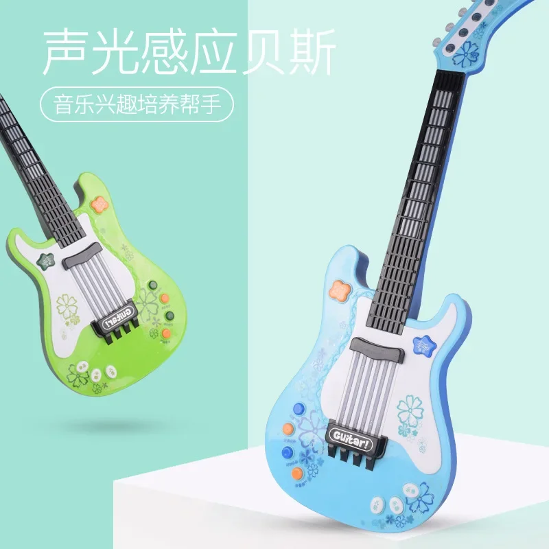 Guitarra de Bajo Eléctrico para niños, Mini instrumento Musical de inducción de sonido y luz, juguete educativo de entrenamiento mental, regalo para niña y niño