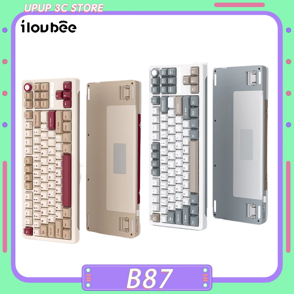 iLovbee b87 Mechanical Keyboard Three Mode RGB Bluetooth Hot Swap Wireless Gaming Keyboard Custom Gasket Pc Gamer Accessories