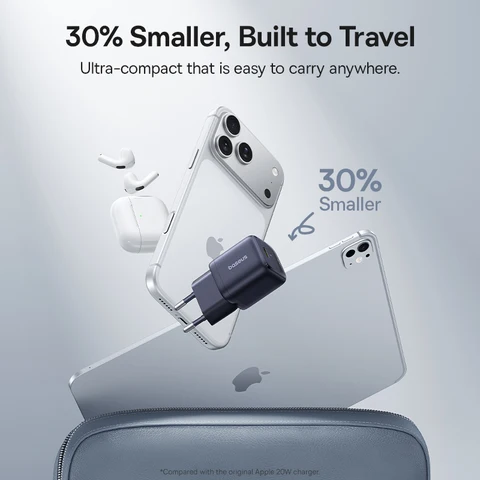 Зарядное устройство Baseus 30W USB-C с быстрой зарядкой PD3.0 QC3.0 PPS для iPhone 17 16 15 1 Pro Max, iPad, Xiaomi, быстрое зарядное устройство GaN