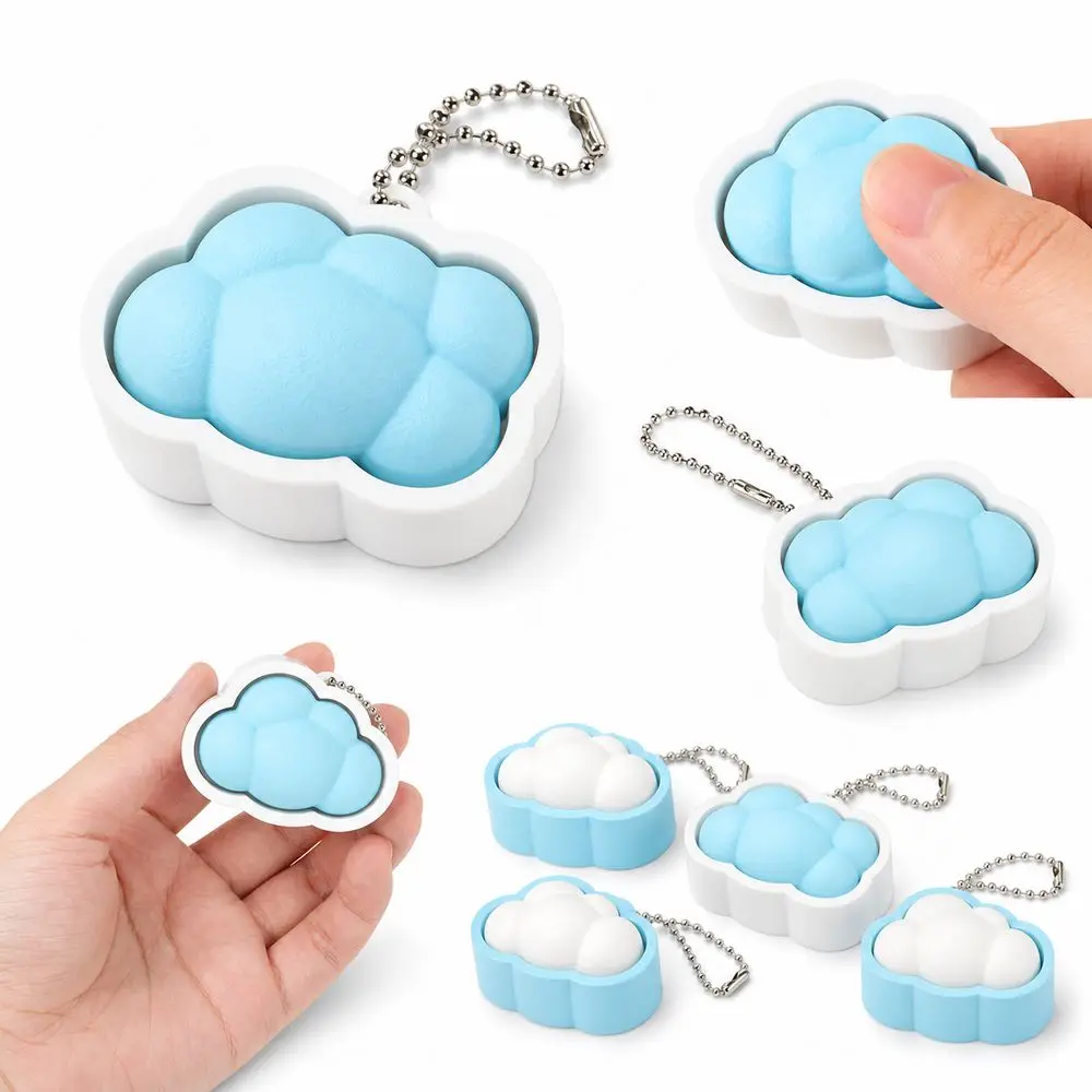 3D Printed Cloud Clicker Keychain Dual Color Portable Key Accessory Bouncy Design Lightweight Stress Reliever Stress Relief
