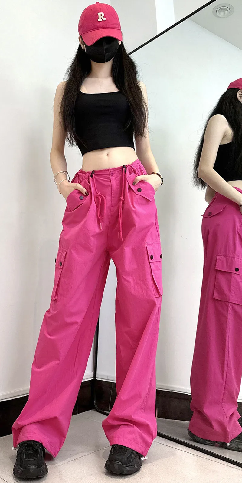 

Casual Baggy Wide Leg Sweatpants Loose High Waist Streetwear Cargo Pants Womens Hippie Joggers Trousers Y2k Parachute Pants