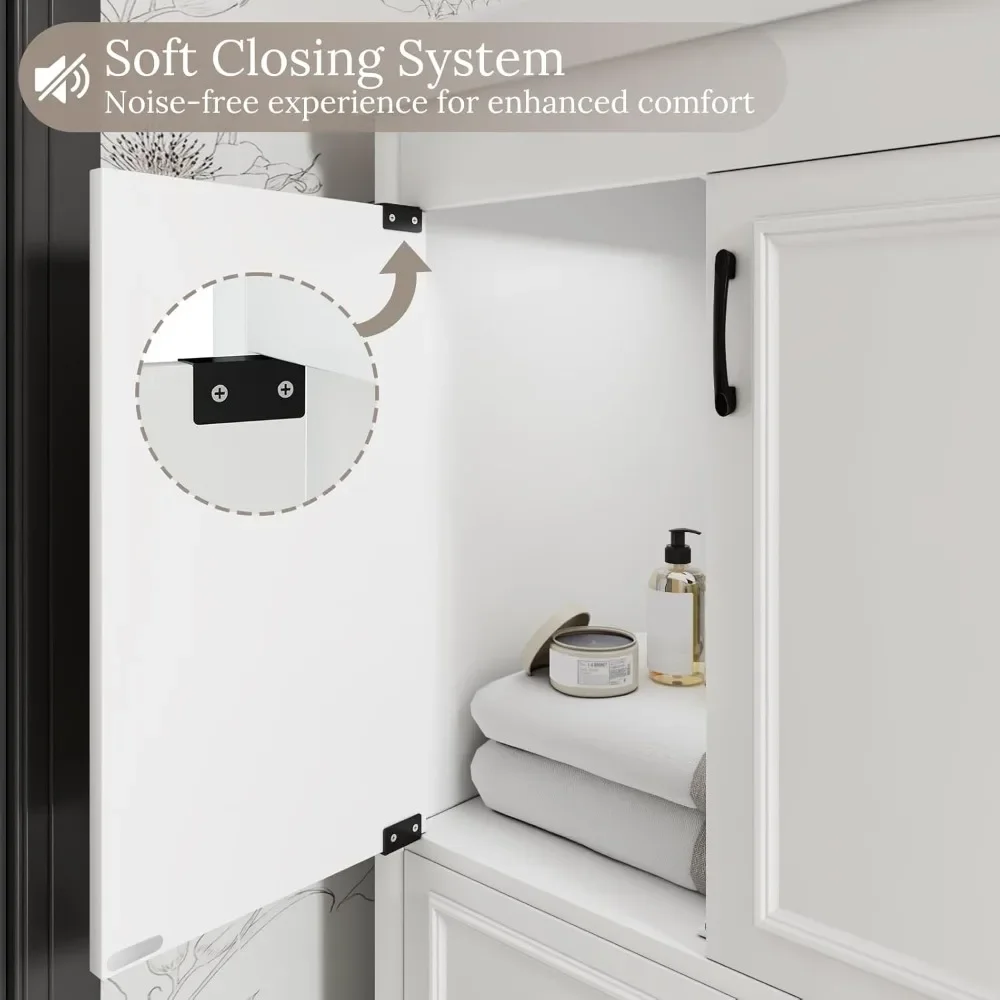 خزانة حمام مقاس 36 بوصة مع حوض، وخزانة حوض الحمام مع بابين، و4 أدراج، وحوض سيراميك (بدون صنبور) #6