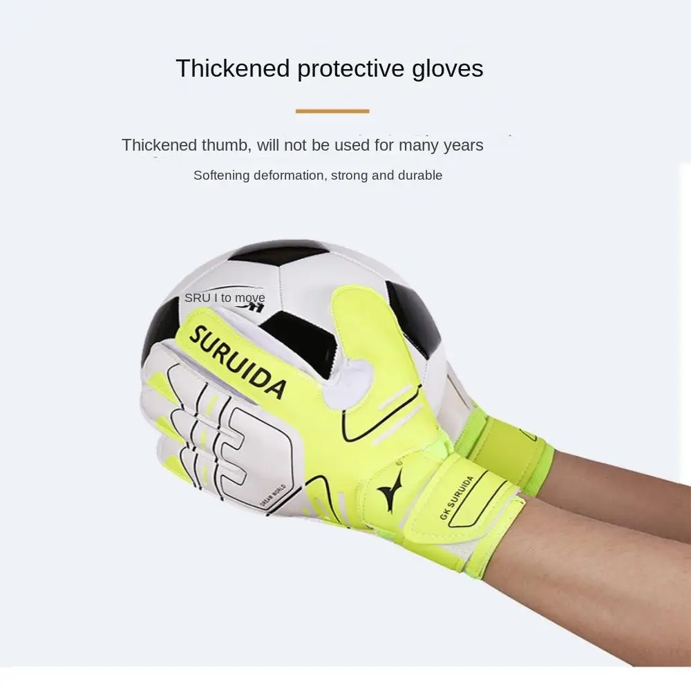 1 Pair Size 5-10 Goalkeeper Gloves Thickened Anti Slip Kids Football Goalie Gloves Soft Adjustable Game Goalkeeper Gloves Soccer