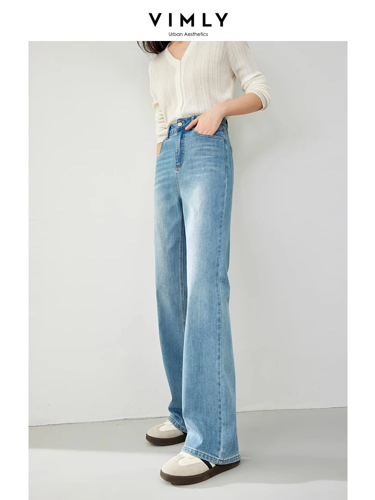 Vimly Casual Baggy Jeans Woman 2024 Spring Fashion Straight Wide Leg Denim Pant Full Length Trousers Jeans Female Clothes 72723