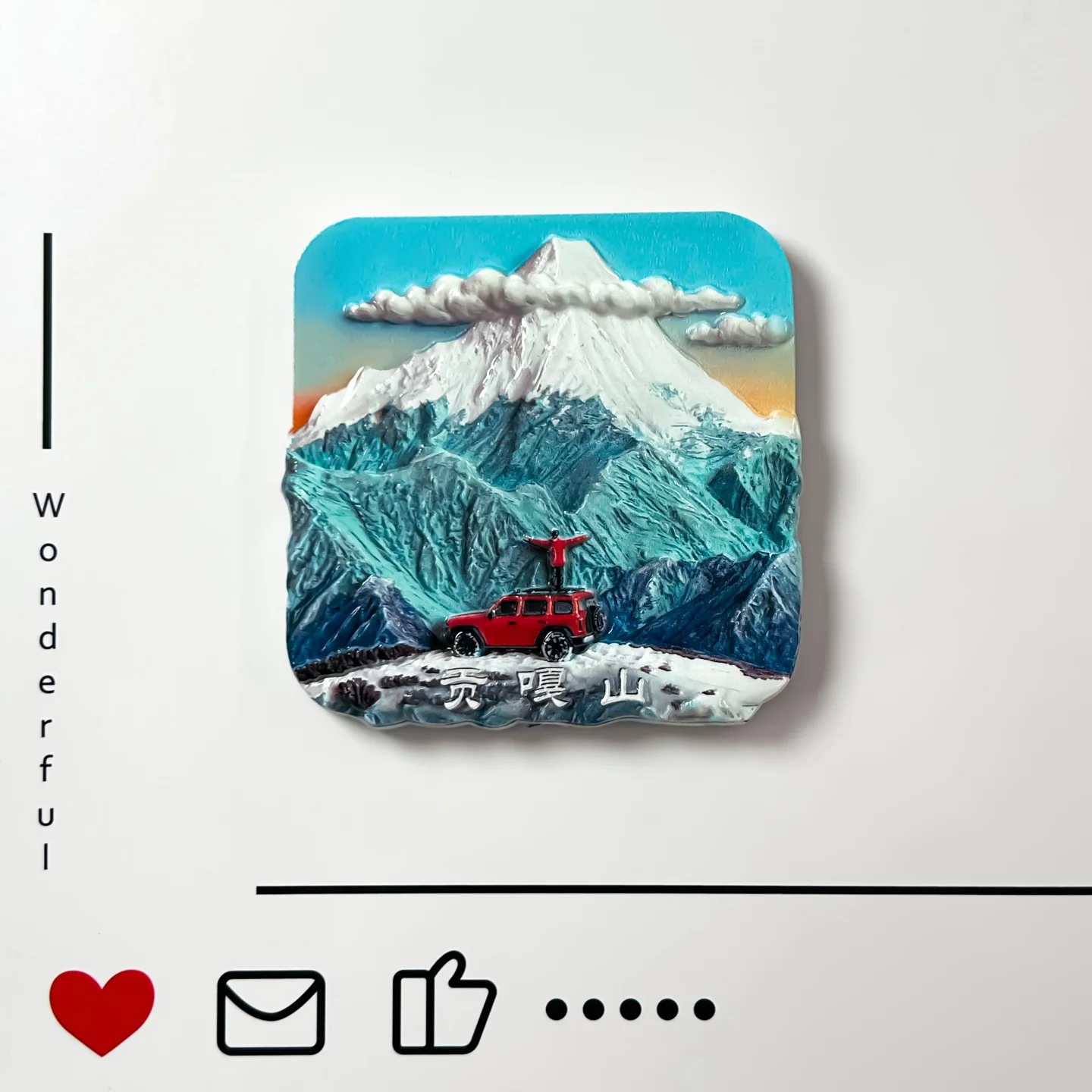 China, Sichuan, landmark attractions, Gongga Mountain, tourist collectibles, self driving holy land, refrigerator stickers