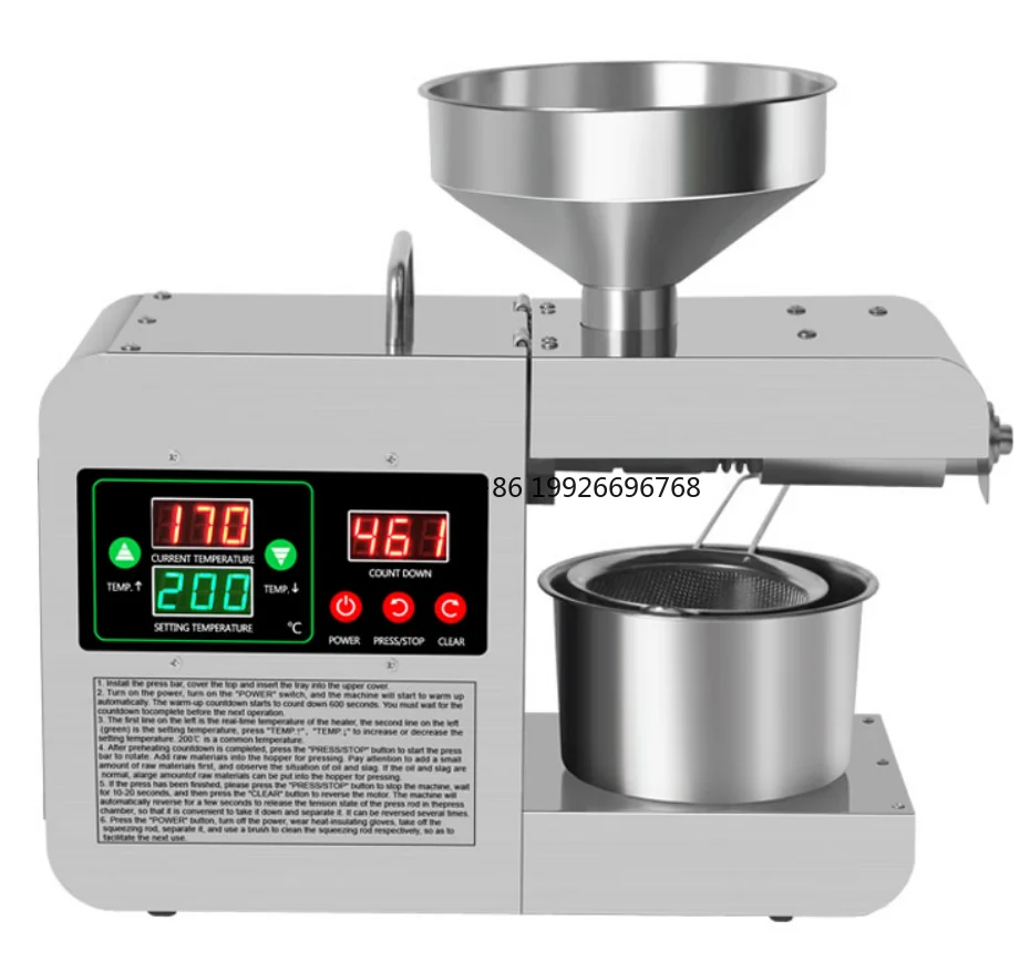 

Small Size Automatic Stainless Steel Home Oil Press Machine for Home Use Hot Press Type-for Olive Soybean Mustard Seed Oils