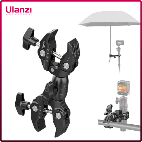 Ulanzi-Super abrazadera de Metal doble R096, brazo mágico articulado Clip de cangrejo doble cabezal 360 ° para Monitor de paraguas/luz LED