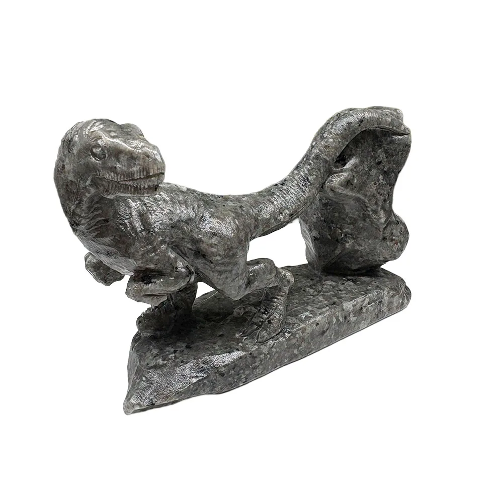 Custom Natural Yooperlite Velociraptor Figurine - 13cm Hand-Carved Gemstone Dinosaur Statue Healing Crystal Decor