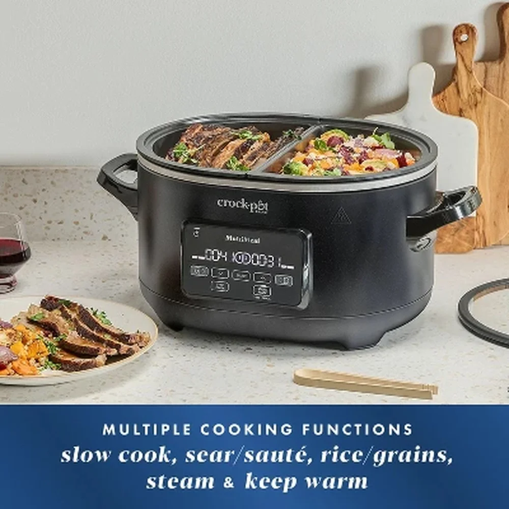 8QT Programmable MultiMeal Slow Cooker DualSync Technology Nonstick Pots Easy Cleanup Family Size Cooking Appliance
