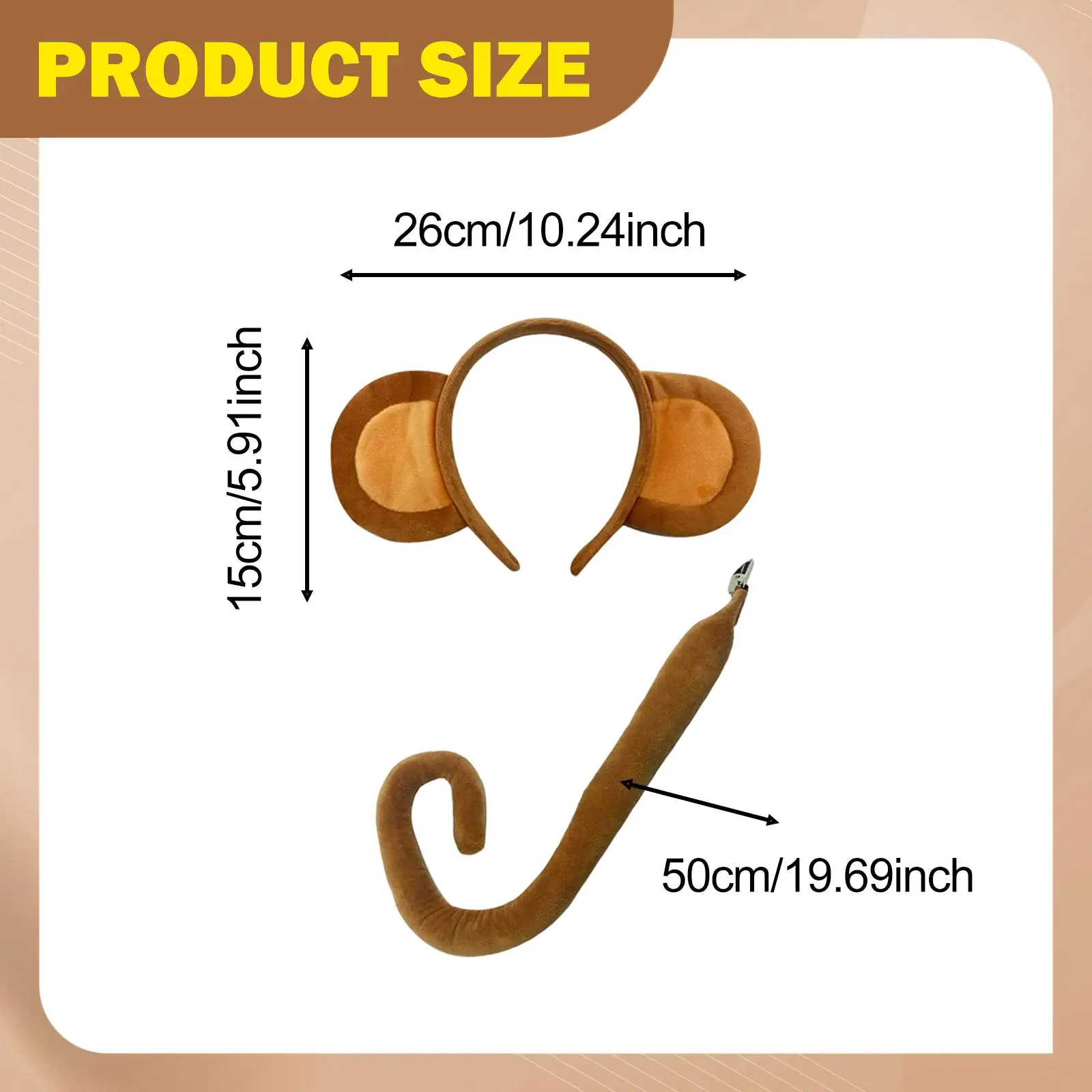 Monkey Ears and Tail Set Lightweight Lovely Cosplay Props for Carnival Birthday