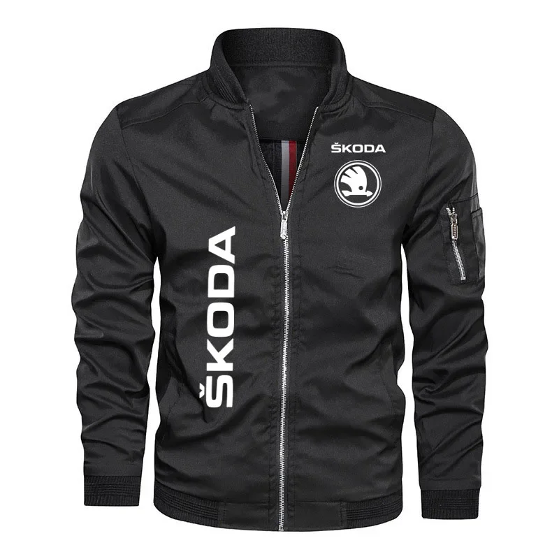 2023 Spring autumn high quality men's jacket Skoda car logo print Bomber Military Jacket Coat Hip Hop Men's Baseball Jacket