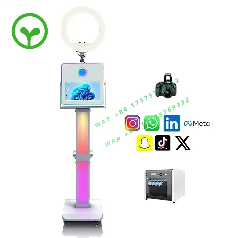 All-in-One Selfie Photo Booth with 15.6" Touch Display LED Light Fast Assembly`Premium Dslr Photo Booth