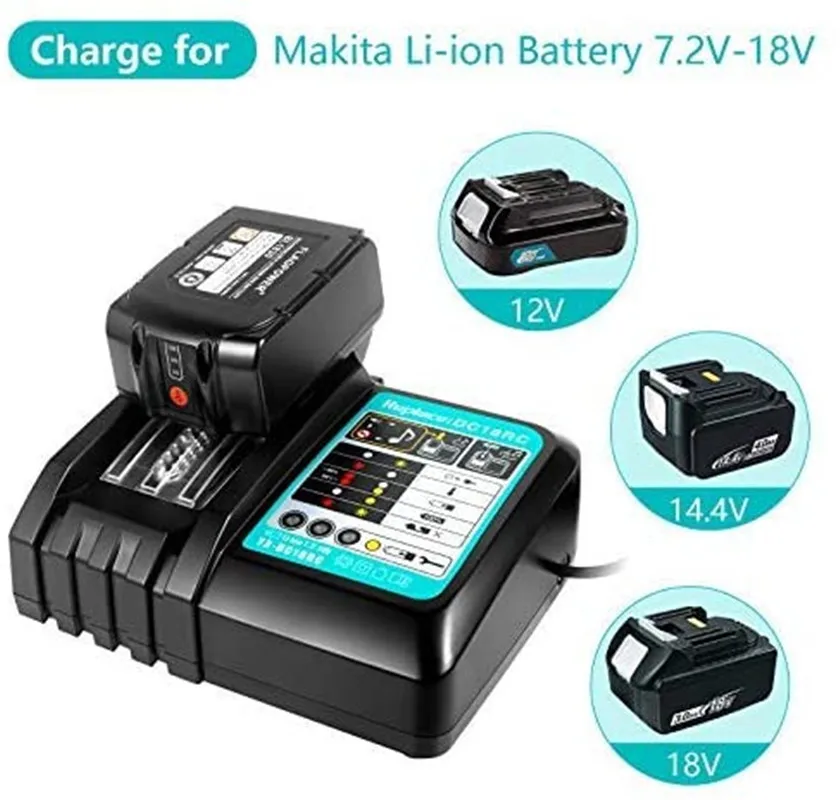 DC18RC Li-Ion Battery Charger 3A Charging For Makita 14.4V 18V Bl1830 Bl1430 Dc18Ra Electric Power DC18Rct Charger