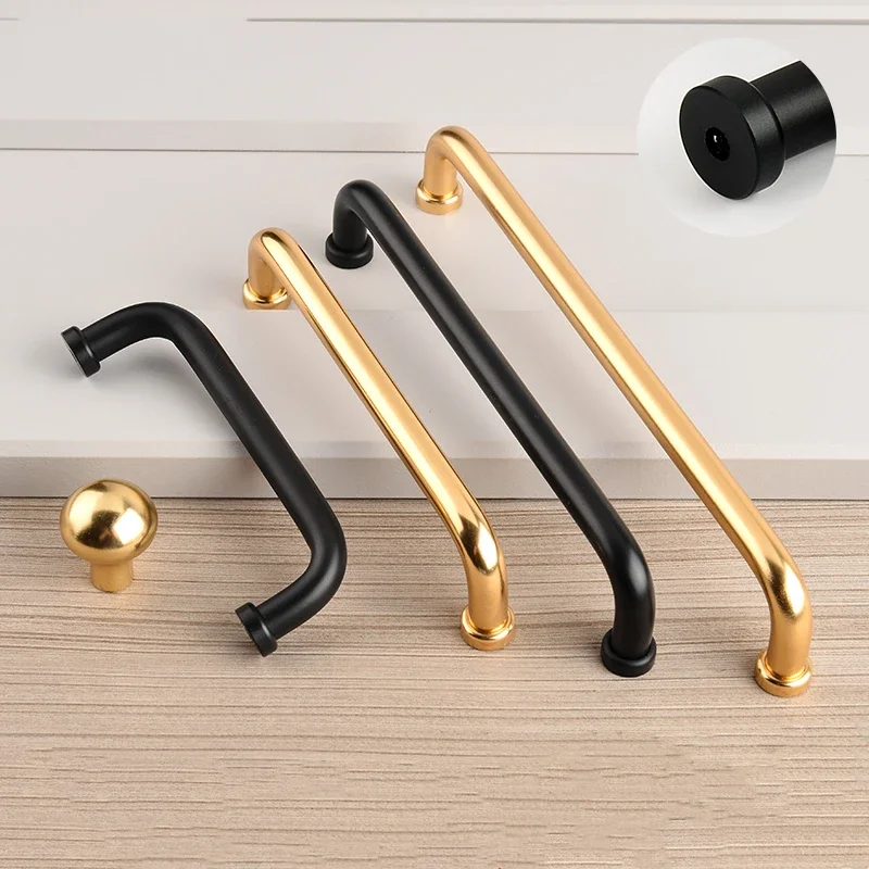 Modern Luxury U-shaped Cabinet Pulls with Anti-collision Round Bar and Solid Space Aluminum for Drawers and Wardrobe Doors