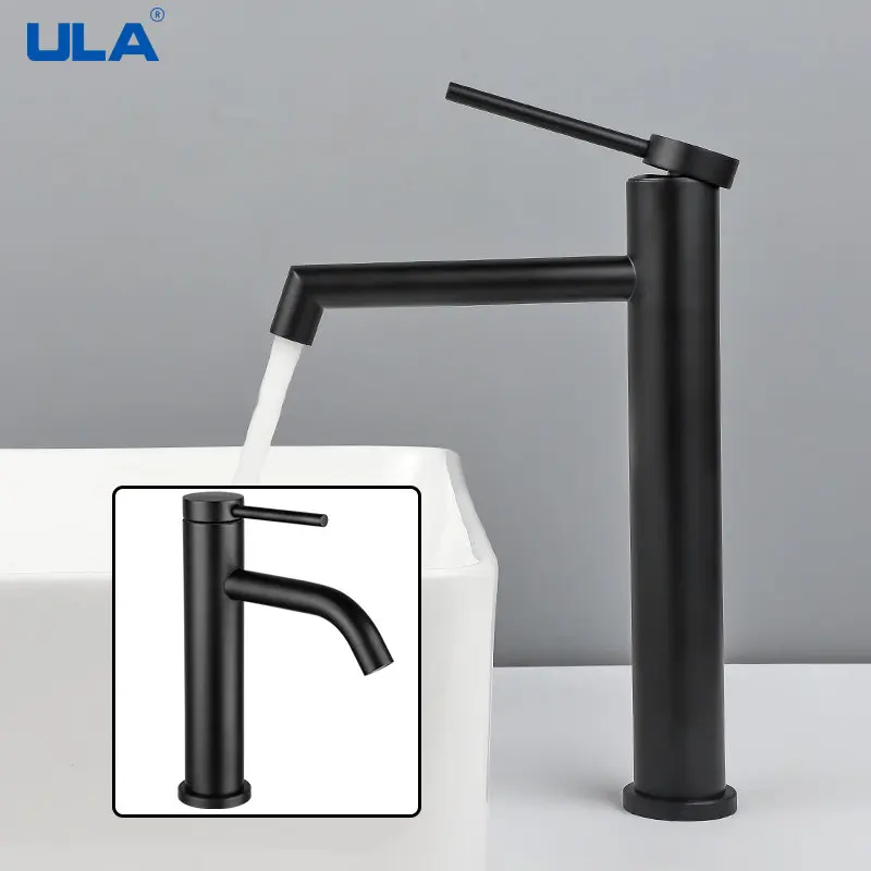 

ULA Gold Basin Faucet Deck Mounted Mixer Tap Crane 360 Degree Rotate Waterfall Stainless Steel Hot Cold Water Mixer Faucet