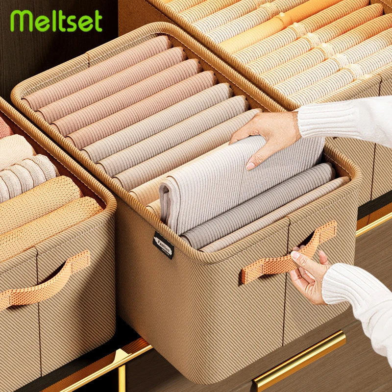 Foldable Clothes Storage Organizer Box Jeans Sundry Storage Box with Handle T-Shirt Underwear Storage Cabinet Drawer Organizer