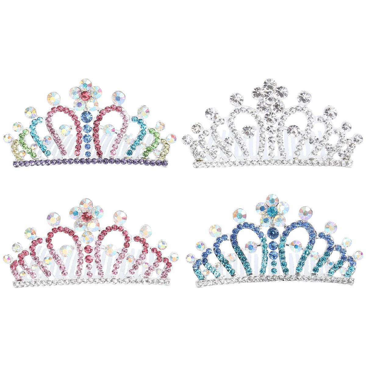 4 Pcs Children's Crown Hair Comb Kids Party Tiara for Korean Version Crystal Baby