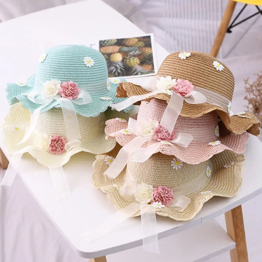 

Boy Girls Panama Hat With Handbag Bags Straw Hat Sun Visor Summer Baby Hat Flower Breathable Hat