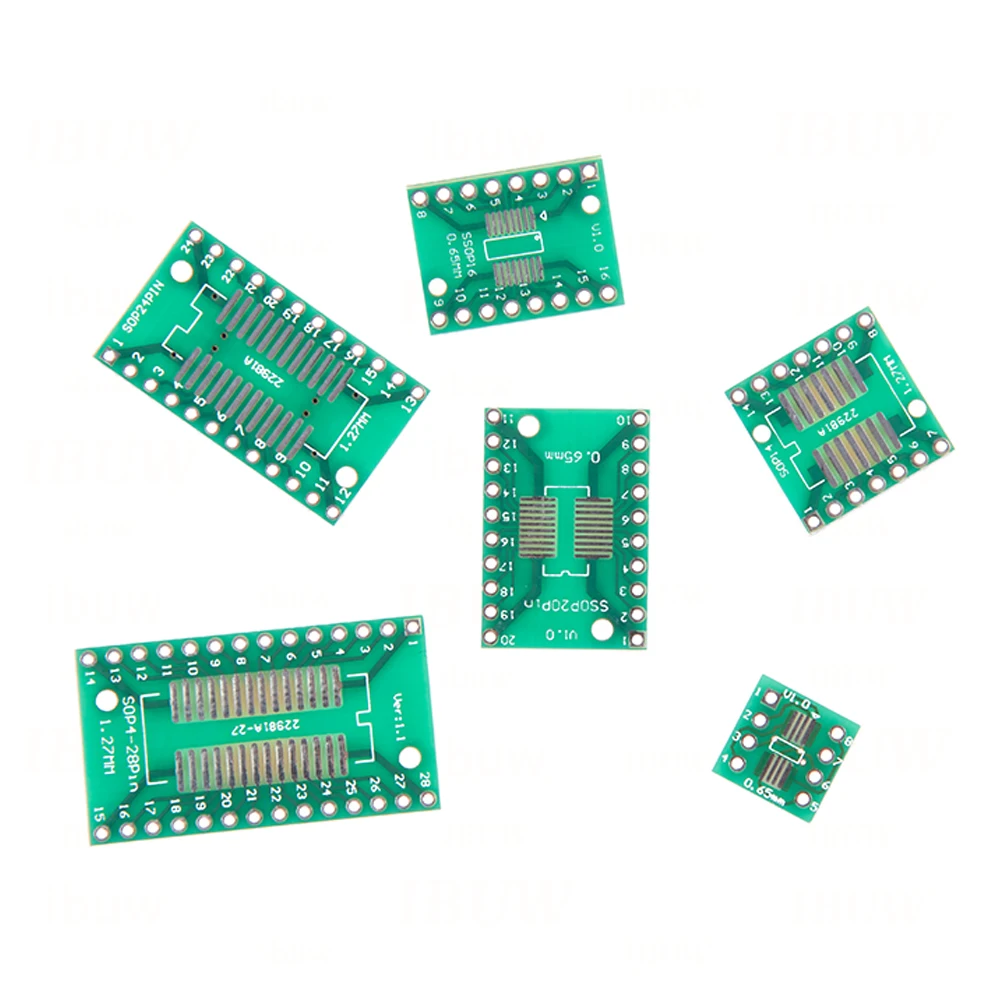 30 peças kit de placa pcb sop24 sop8 sop14 sop16 sop20 sop28 smd virar para dip adaptador conversor placa sop 8 14 16 20 24 28