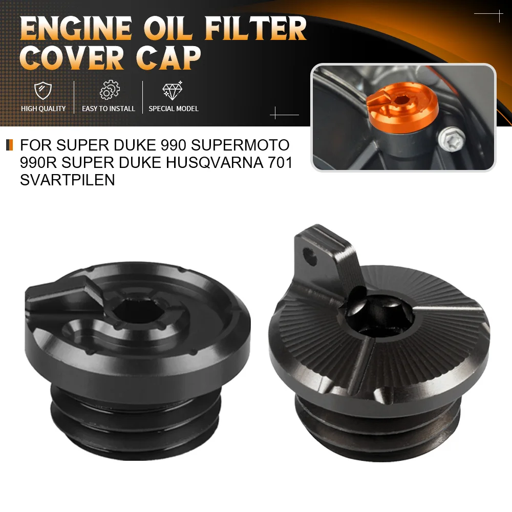 

For Super Duke 990 Supermoto 990R Super Duke Husqvarna 701 Svartpilen CNC Engine Oil Filter Cup Plug Cap Bolt Cover Accessories
