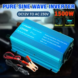 Foval Inverter DC 12V To AC 230V 1000W/1500W/2200W Pure Sine Wave 50Hz/60Hz Car Power Inverter With 3.1A EU Universal Socket