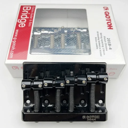 Imagen 2 del producto Original y genuino GOTOH 201B-4 puente de bajo eléctrico de 4 cuerdas sillín de latón cromado negro hecho en Japón