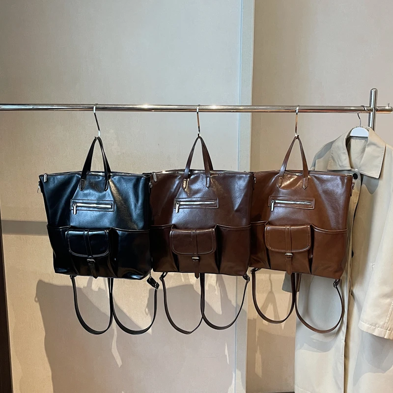 حقيبة ظهر نسائية كبيرة من جلد البولي يوريثان من Leftside 2025 فاخرة مصممة بعلامة تجارية جديدة فاخرة حقائب ظهر كلاسيكية بسيطة للسيدات #5