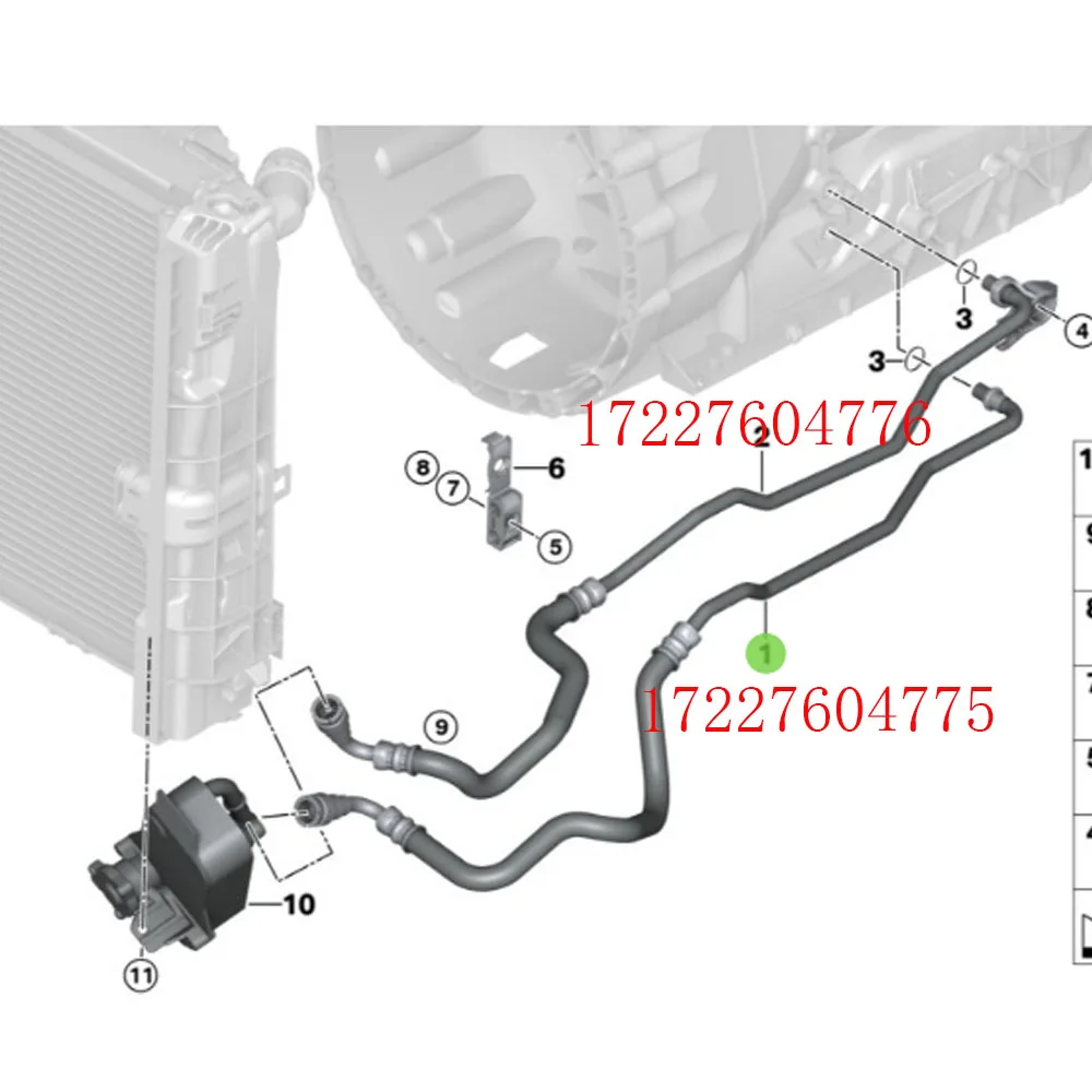 

Inlet 17227604775 17227563513 reflux 17227604776 17227563514 for BMW 1 E81 Oil Cooler Hose Pipe