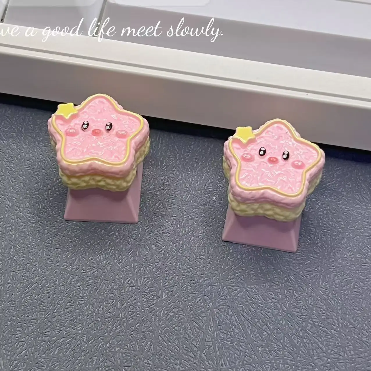 DIY Handmade Cute Pink Star Keycaps Craftsmanship Resin Creative Customization Keycaps Mechanical Keyboard Keycaps Girl Gifts