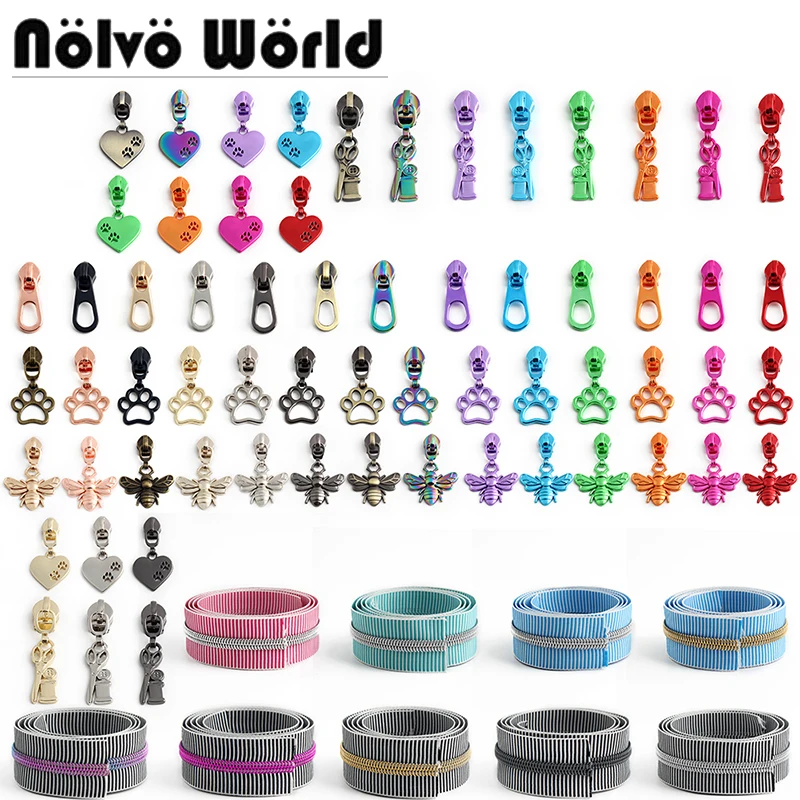 5 #   شريط نايلون بسحاب على العداد سحابات ملونة منزلق لإغلاق الخياطة السحابات المؤشر استبدال أكياس مجموعات إصلاح الرمز البريدي الزخرفية