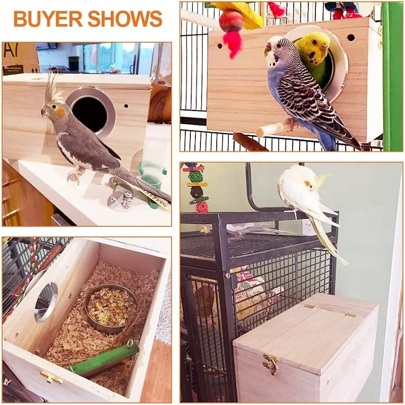 Transparent Wooden Bird House Nest for Parrots Parakeets Cockatiels Breeding Box Cage Accessories  Home Balcony Decoration Easy