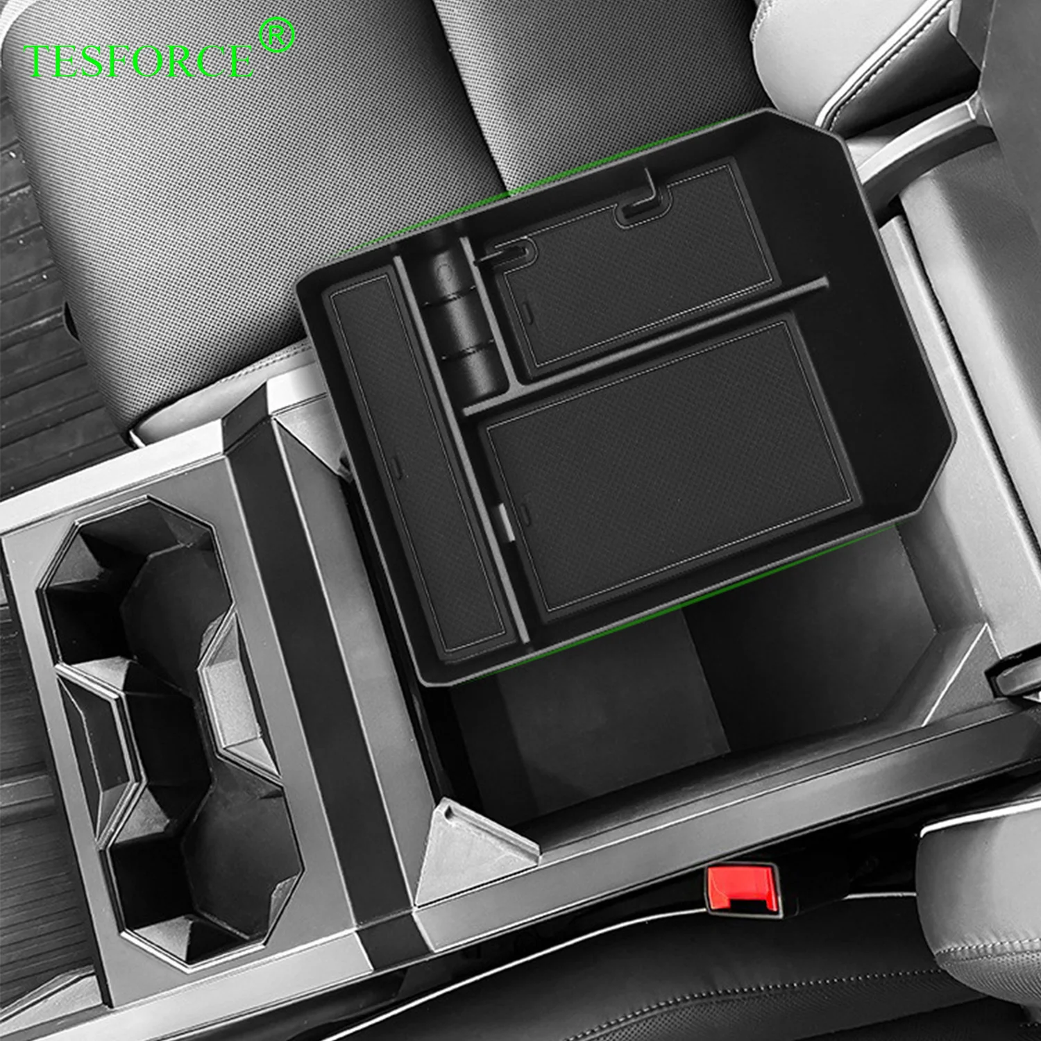 

Для Tesla Cybertruck 2024, коробка на подлокотник, силиконовый коврик, ящик для хранения, отделение из АБС-пластика, организованный многослойный ящик для хранения