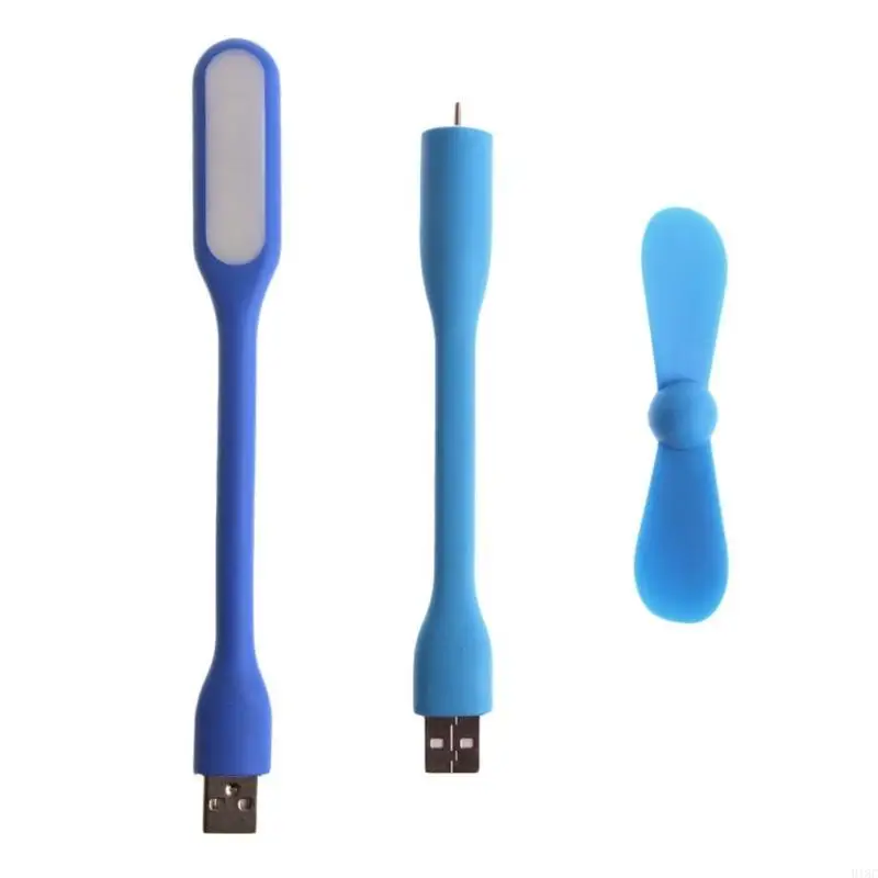 Mini USB -вентилятор USB светодиодный светодиодный свет Гибкий сгибаемый вентилятор охлаждения с лампами для банка питания.
