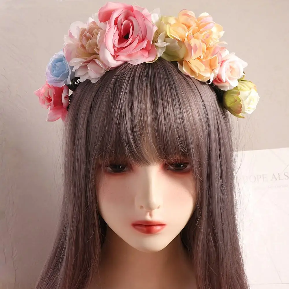 

Simulation Flower Floral Garland Hair Hoop Hair Ornaments Children Flower Headband Colorful Headwear Bridal Crown Wedding