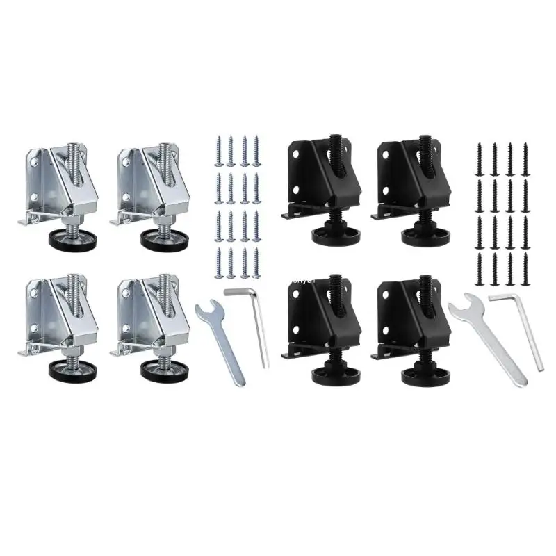 4 Pack Black Leveling Feet Heavy Duty Adjustable Furniture Leveler Legs Dropship