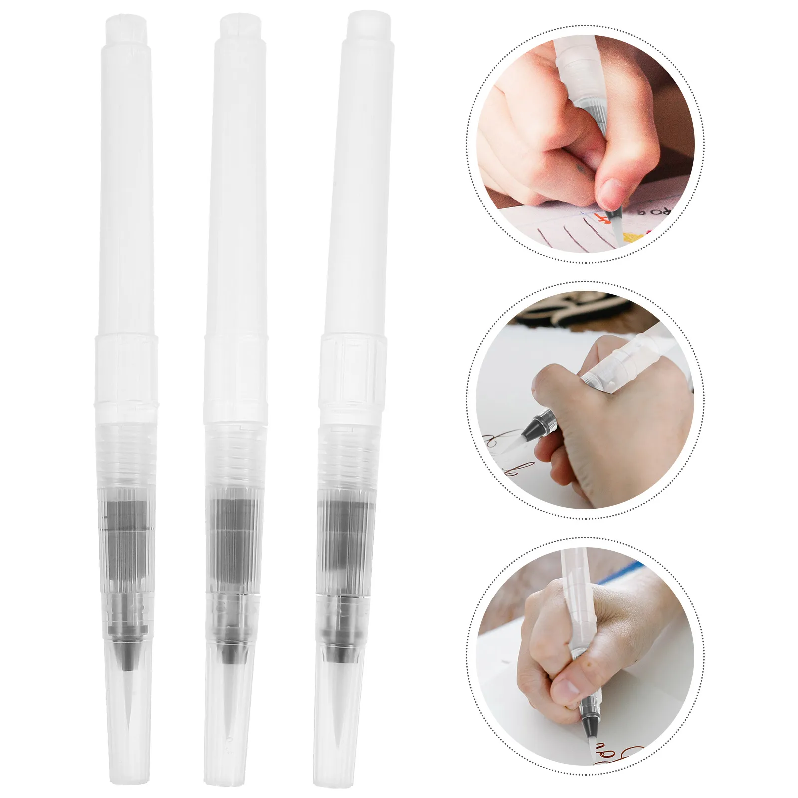 

3pcs Refillable Watercolor Brush Pen Reusable Painting Tool Light Weight Easy Ink Flow Control Durable Portable Art Brush For