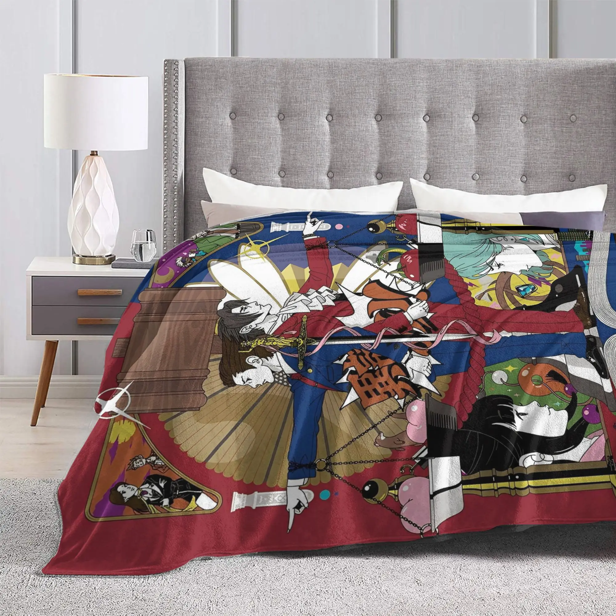 Phoenix Wright Ace Attorney Flannel Blankets Game 90s Custom Throw Blanket for Bed Sofa Couch 150*125cm Rug Piece